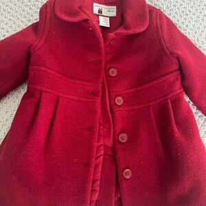 Janie and Jack Red Pea Coat with A-Line Shape and Peter Pan Collar
